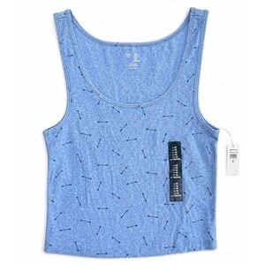 Gap Blue Ribbed Arrow Print Cropped Tank Top Size Medium NWT Y2K